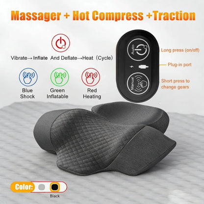 Electric Neck Massager Pillow Cervical Stretcher Heating Vibration Massage Back Traction Orthopedic Sleeping Pillows Support